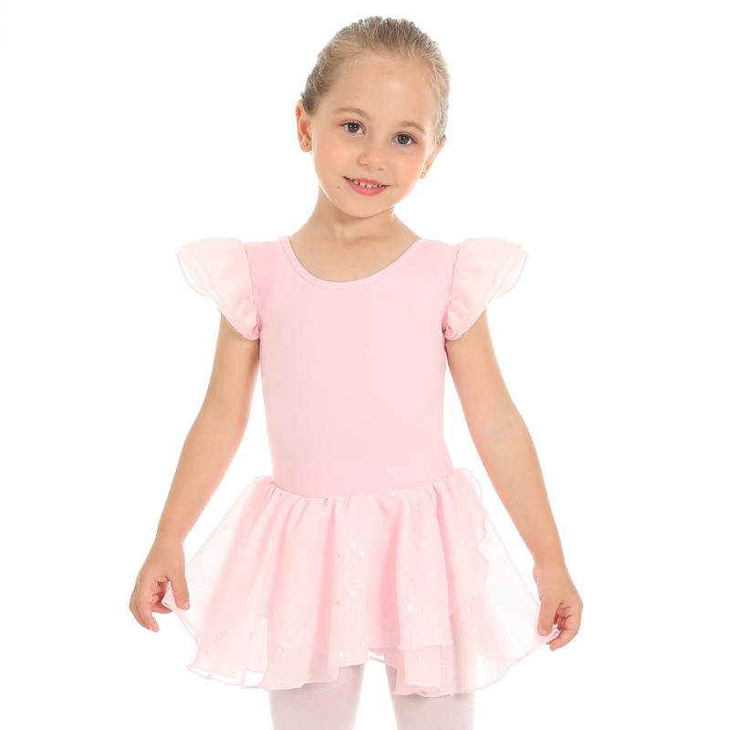 Maillot de ballet sin mangas para niñas con falda, estampado