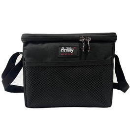Arikky Lunch Bag Insulated,Soft Lunch Box,with Adjustable Strap,Cool Bag 6 cans,for Adults and Kids,Work,Picnic,School,5.5L Solid Black