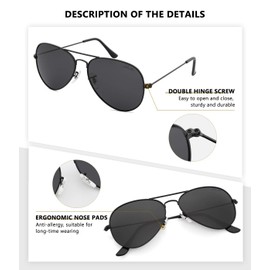 livho Sunglasses for Men Women Aviator Polarized Metal Mirror UV 400 Lens Protection