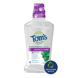 Tom's of Maine Whole Care Natural Fluoride Mouthwash, Fresh Mint, 16 oz. 6-Pack