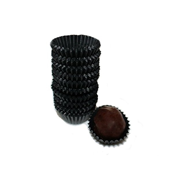 Glassine Chocolate Black Paper Candy Cups No.4-1''x3/4'' - Black - 200pcs