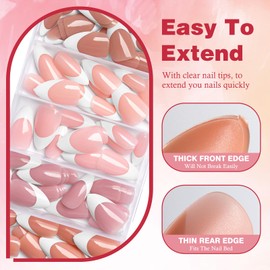 Bellelfin White French Tip Press on Nails Medium Almond Fake Nails, Glossy French Tip Nails Press ons 150pcs Acrylic Nails