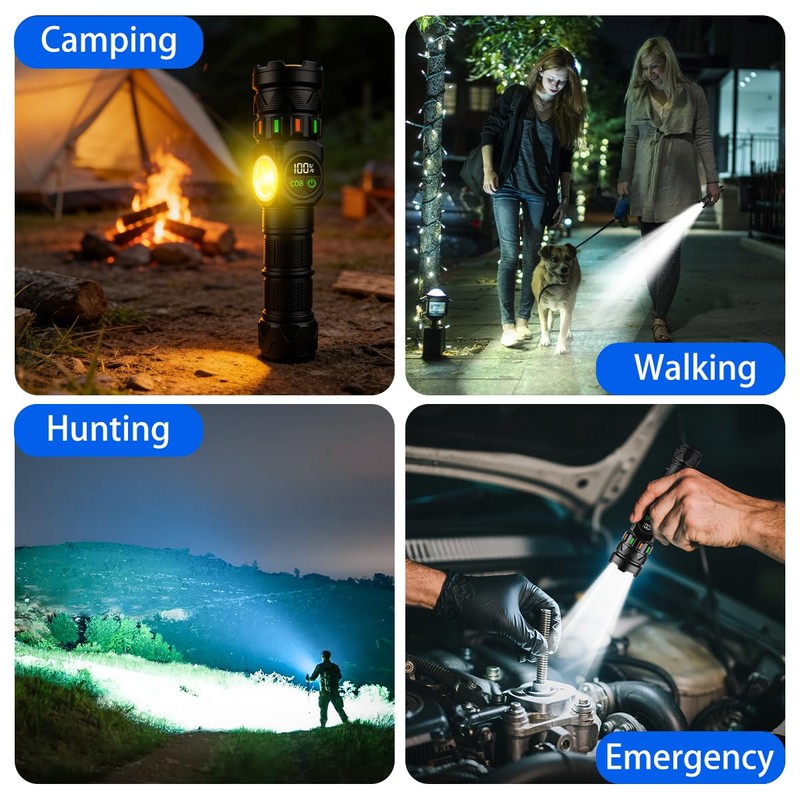 Rechargeable Flashlights High Lumens 5000 Long Distance, Super Bright LED