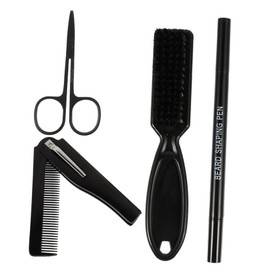 WOONEKY Professional Beard Grooming Kit Includes Brush Pen Comb Scissors and Filler for Travel