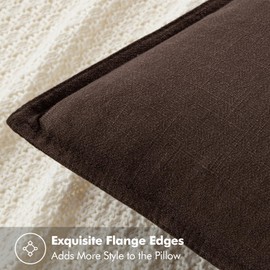 MIULEE Decorative Linen Pillow Covers 24x24 Inch Dark Brown ​Boho Farmhouse​ ​Neutral Couch Throw Pillows for Bed Pack of 2 Accent Pillowcase Spring Modern Sofa Cushion Livingroom Home Decor