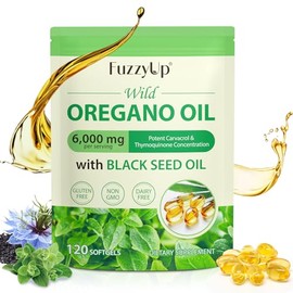 Oil of Oregano Softgels, 2 in 1 6000mg Oil of Oregano with Black Seed Oil 200mg, Oregano Oil Supplement Capsules for Immune, Digestive & Respiratory Support, Non-GMO, Gluten Free (120 Count)
