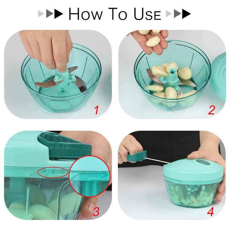 Ourokhome Portable Pull Onion Chopper- Manual Slicer for Vegetables, Fruits,
