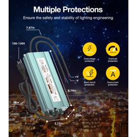 320 Watts LED Power Supply Waterproof IP67 LED Driver 100V-130V AC to 12V DC Low Voltage Transformer Power Converter with 3-Pin US Plug for LED Lights Computer Projects