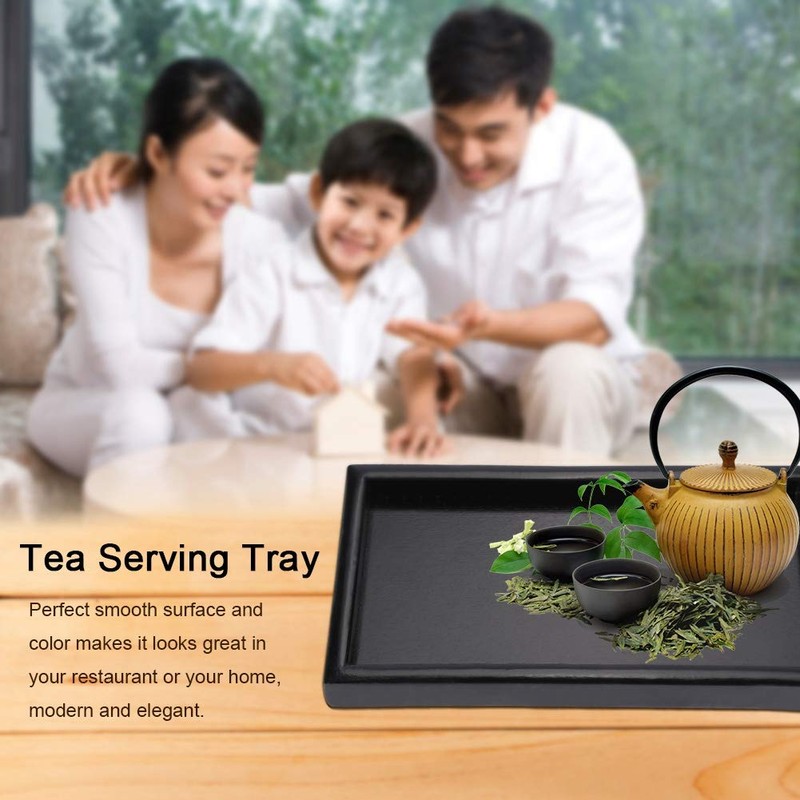 Wooden Tea Tray,Rectangular Black Solid Wood Tea Coffee Snack Fruit