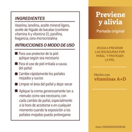 A+D Original, Pomada para Prevenir Rozaduras para Bebés con Vitaminas A+D, 42.5 gr