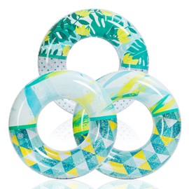 Inflatable Pool Floats with Glitters 32.5"(3 Pack), Pool Floaties Tubes for Swimming Kids Adults Beach Outdoor Party Supplies