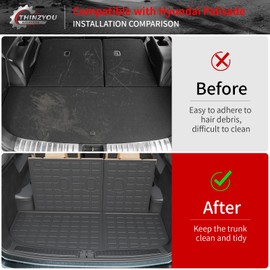 Thinzyou Cargo Mat Compatible with 2020-2025 Hyundai Palisade Trunk Liner Cargo Liner Lower Truck Mat Back Seat Cover Protector 2024 Palisade Accessories (Trunk Mat with Backrest Mat+Sub Truck Mat)