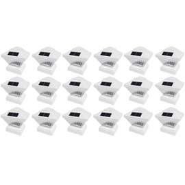 Square Solar LED Light Post Deck Cap 4x4 PVC Fence Style Outdoor Garden Light Landscape Lamp Lawn Vinyl Wood (White - 4 Pack)