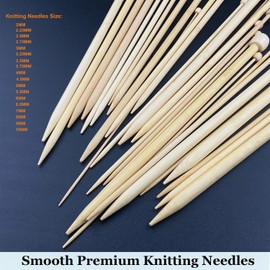 Mdoker 95pcs Knitting Needles Kit&Crochet Hooks Set 36 Straight Bamboo Knitting Needle 12 Small Size Lace Crochet Hook 5 Ergonomic Crochet Needles Knitting Set with Knitting Supplies&Accessories