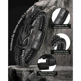 VU100 Ich Liebe Dich Gifts for Men, An Meinen Sohn/Mann Leather Bracelet Men's with Engraving Birthday Christmas Gift for Him Husband Boyfriend Son Valentine's Day Anniversary Gift for Him, No