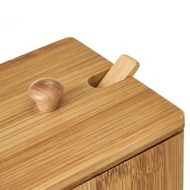 MGE World - Rustic Wooden Sugar & Salt Bowl with Lid - 82ml - Square Shape - Includes Spoon & Lid - Perfect for Home & Kitchen