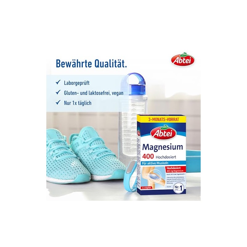 Abtei Magnesium 400 - Magnesium Tablets to Support Healthy Muscle
