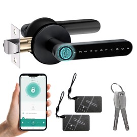 MINIA Fingerprint Door Knob, Smart Door Lock, Smart Door Knob with Handle, Keyless Entry Door Lock, Fingerprint Door Handle for Bedroom,Office, Apartment, Biometric Door Knob, Thumbprint Door Knob