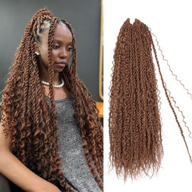 Boho Island Twist Crochet Hair 24 inch Senegalese Twist Crochet Hair with Soft Curly Ends 8 Packs Pre-looped Bohemian Goddess Twist Synthetic Braids Crochet Hair for Black Women (24Inch,30#)