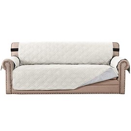 H.VERSAILTEX 100% Waterproof Sofa Protector Cover Couch Covers for Dogs/Pets | Sofa Covers for 3 Cushion Couch Leather Sofa Slipcovers with Non Slip Backing (Seat Width 68", Beige)