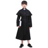 Faltern Priest Costume Boys Kids Clergy Costume Robe Black Catholic