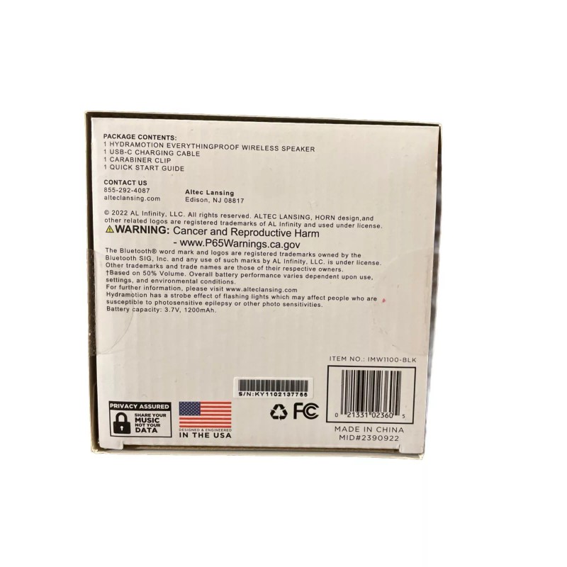 Altec Lansing New Altec Lansing Hydramotion Waterproof Wireless Portable Bluetooth