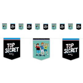 Bunting "Die Drei ??? Kids" as decoration for children's party and children's birthday party, made of paper, 350 cm long, with fastening cord, 3 question marks, garland, party chain, children