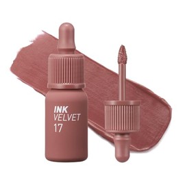 PERIPERA - Tinte labial Ink the Velvet - Color de alto pigmento, duradero, ligero, no probado en animales, sin gluten, sin parabenos - #017 ROSY NUDE, 0.11 onzas líquidas