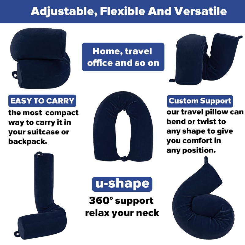 PG6 Twist Memory Foam Travel Pillow for Neck, Chin, Lumbar