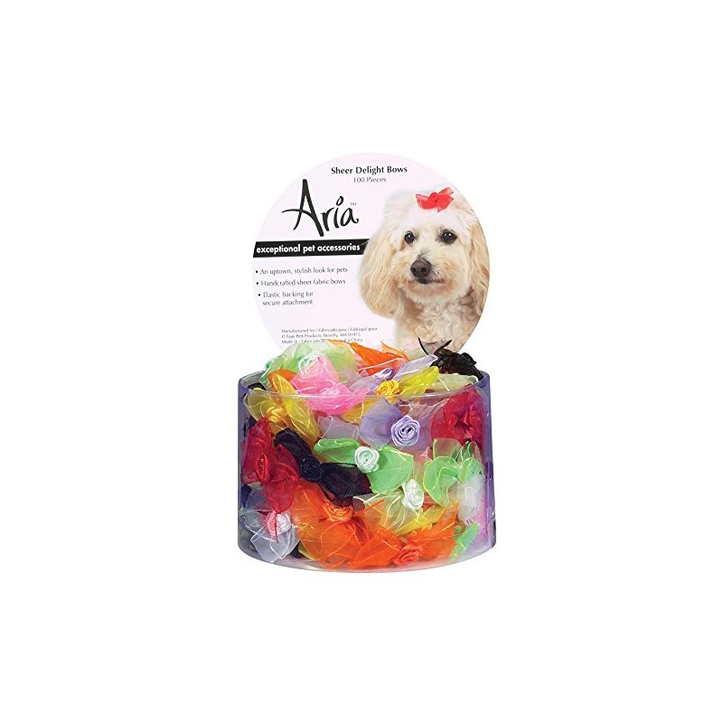 Aria Sheer Delight Bows for Dogs, 100-Piece Canisters