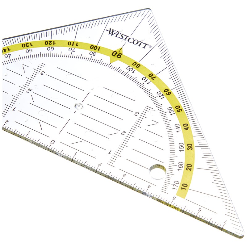 Westcott E-10139 00 Set Square with Holes 14 cm Transparent