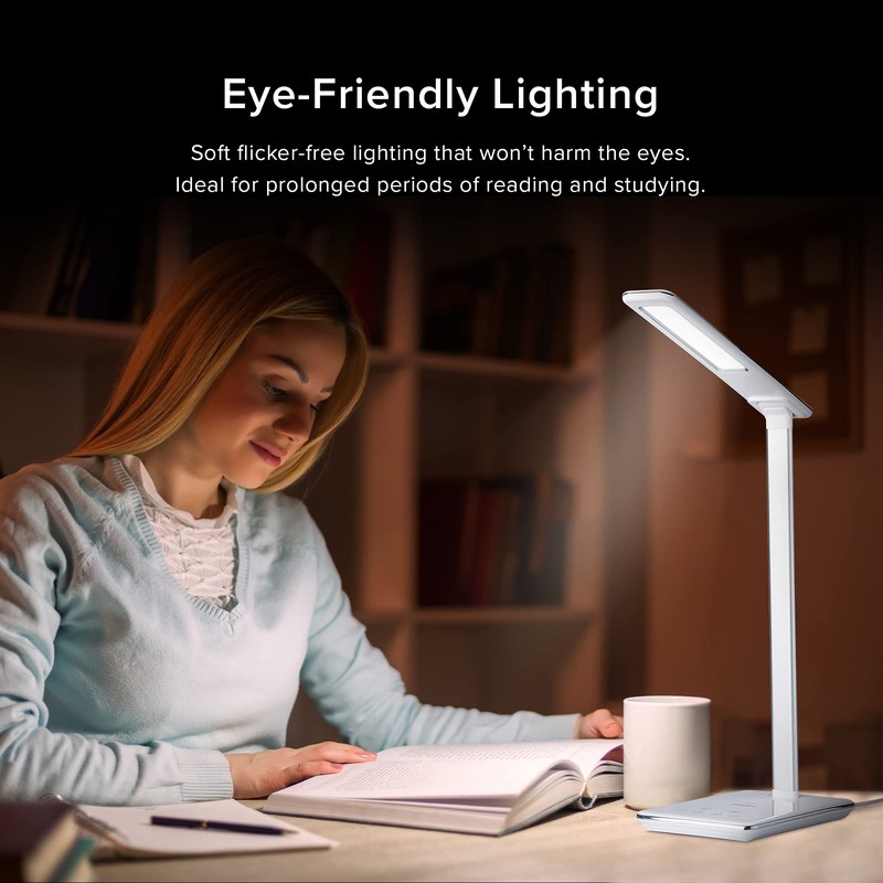 Tecgear Multifunctional LED Desk Lamp with Wireless Charger, USB Charging