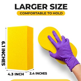 Multi-Purpose Sponges for Cleaning - Yellow 4 Pack, Large Sponges for Car Washing, Tile & Grout, All Purpose Cleaning