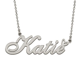 HUAN XUN Customized Stainless Steel Kids Name Pendant Necklace Gifts for Mum New Mom Katie