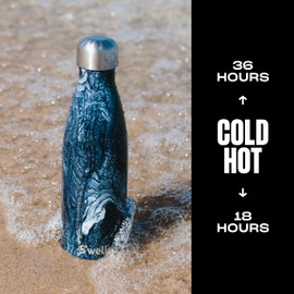 S'well Stainless Steel Water Bottle - 17 Fl Oz - Azurite Marble - Triple-Layered Vacuum-Insulated Containers Keeps Drinks Cold for 36 Hours and Hot for 18 - with No Condensation - BPA-Free