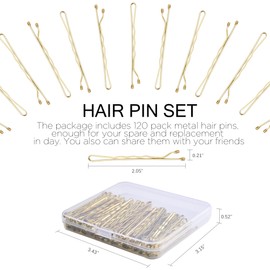 Blonde Bobby Pins, MORGLES 120 Pcs Hair Pins Hair Grips Blonde for Women with Box(5 cm/2Inches)