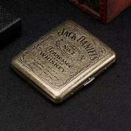 Business Card case, Metal case, Vintage 85mm King Size, Sturdy Double-Sided Spring Clip, Open Pocket Holder, Vintage Gold.