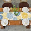 Green Yellow Dahlia Summer Table Runner, Washable Flowers Table Runner,