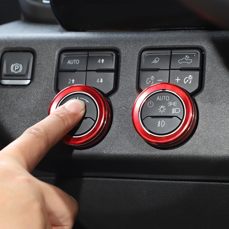 RT-TCZ for Silverado Headlight AC Knob Trim Rings for Chevy