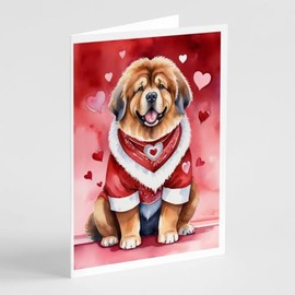 Caroline's Treasures DAC5446GCA7P Tibetan Mastiff My Valentine Greeting Cards Pack of 8 Blank Cards with Envelopes Whimsical A7 Size 5x7 Blank Note Cards