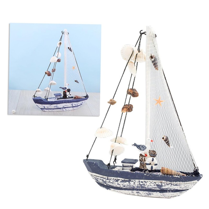 ORFOFE Marine Shell Sailing Boat Ornament Resin Craft Home Decor