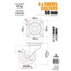 50mm Set of 4 Swivel Castors with Plate Fitting (TPR