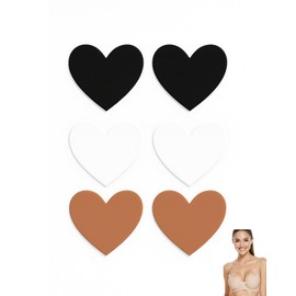 AHENCON 4-6 Pack Heart Shaped Bra Underwire Repair Patches Self-Adhesive Pads for Exposed Wire Fix,Invisible Bra Comfort Tape (6pack-(Black+White+Brown))