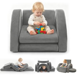 PY HOME & SPORTS Kids Modular Sofa Play Set, 7-Piece Creative Foam Couch for Children, Soft Coral Fleece, Multiple Configurations, Improves Hands-On Skills & Imagination, Compressed Packaging