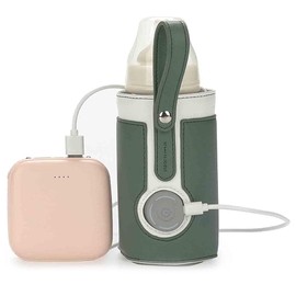 3 Temperature Adjustable Portable Baby Bottle Warmer, Portable Car Travel Bottle Warmer USB Milk Heat Keeper Baby Bottle Warmer (Green)