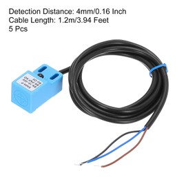 sourcing map Approach Sensor Inductive Proximity Sensor Switch NO Normally Open PNP 4mm Detection Distance, DC 10-30V SN04-P, 3.9ft, 5Pcs