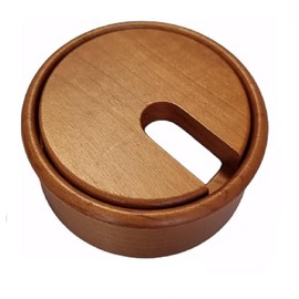 Gedotec Cable grommet, cherry wood, lacquered, plain, 1 piece round cable ducts, cable socket drill diameter 80 mm, cable guide for gluing into worktop, desk duct, cable passage