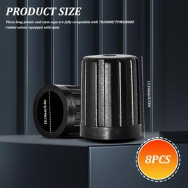 QZTYTY 8PCS Plastic Tire Valve Stem Caps, Tire Valve Caps, Black Valve Stem Covers with Rubber Seal, Car Exterior Accessories Universal Long Air Valve Caps Fits for TPMS20018 Rubber Valves (Style 2)