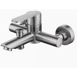 Stainless Steel Bathroom Exposed Shower Tub Faucet Wall-Mounted Shower Mixer Taps, Brushed Nickel Two Spout Manual Control Valve Switch Tap Bathroom Tub Filler