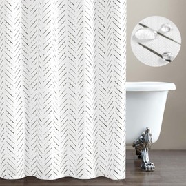 jinchan Black and White Shower Curtain Herringbone Fabric Shower Curtain Zig Zag Inky Chevron Farmhouse Shower Curtain Zigzag Modern Shower Curtain for Bathroom Waterproof Hooks Included 70x84 inches
